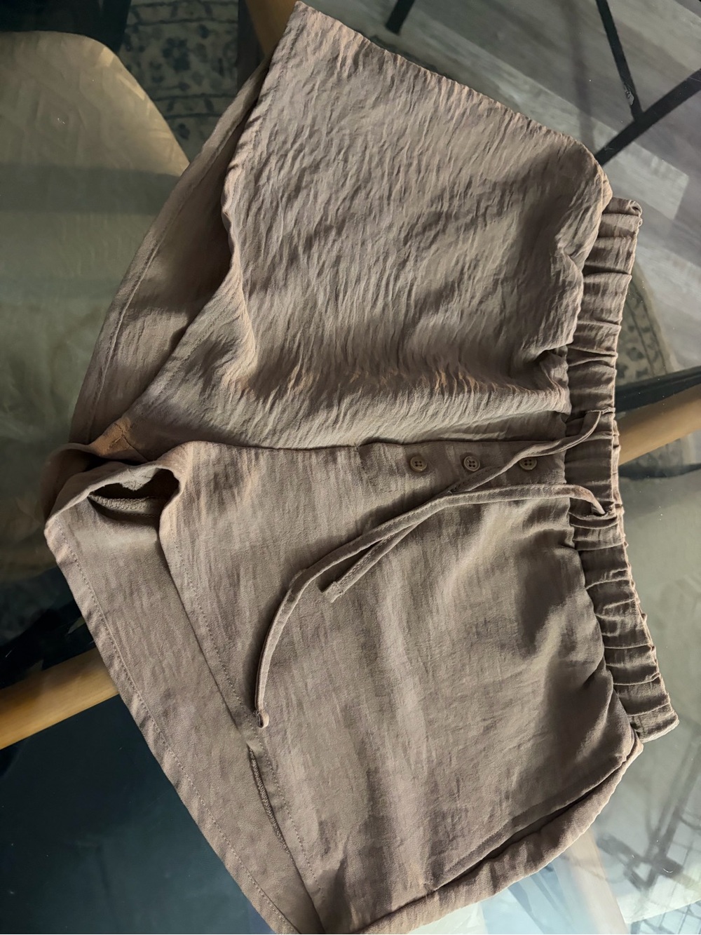 Casual Elastic Waist Linen-Blend Shorts in Dusty Mauve